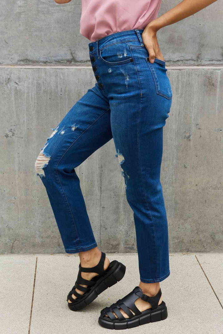 Judy Blue Melanie Full Size High Waisted Distressed Boyfriend Jeans | 1mrk.com