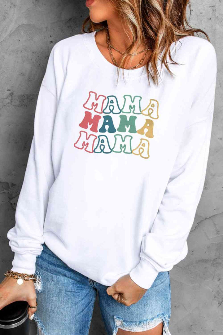 MAMA Graphic Round Neck Drop Shoulder Sweatshirt |1mrk.com