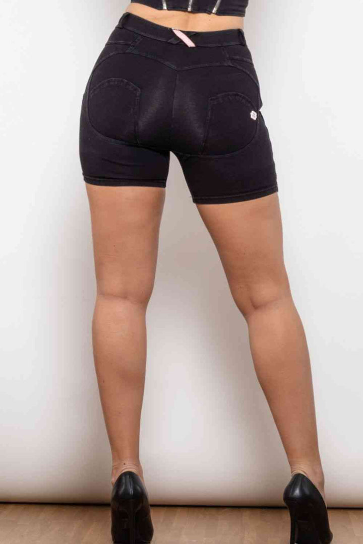 Full Size Side Stripe Buttoned Denim Shorts | 1mrk.com