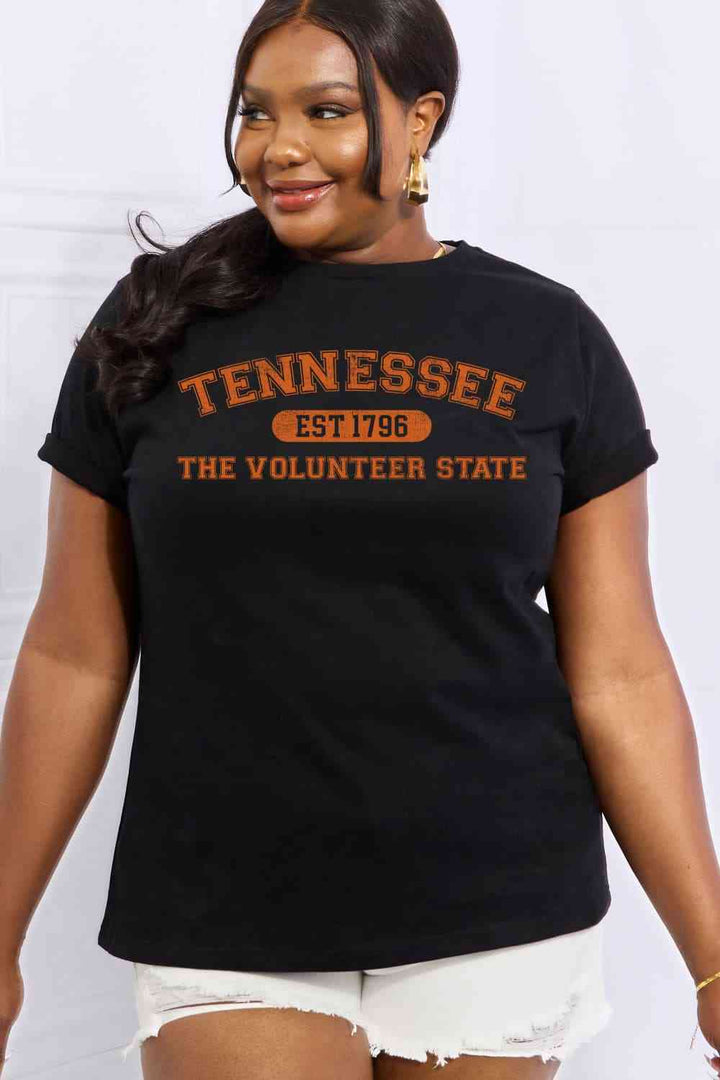 Simply Love Full Size TENNESSEE EST 1796 THE VOLUNTEER STATE Graphic Cotton Tee | 1mrk.com