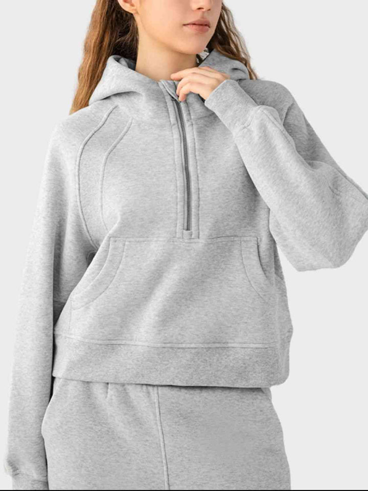 Half-Zip Long Sleeve Sports Hoodie |1mrk.com