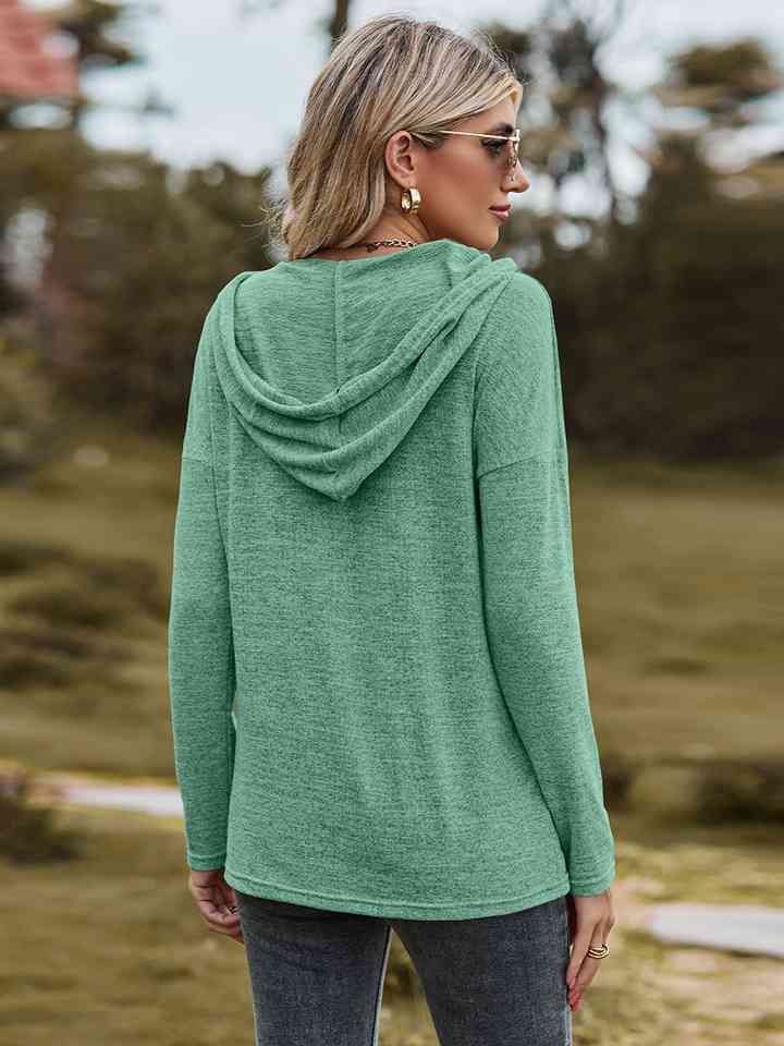 Dropped Shoulder Hooded Blouse |1mrk.com