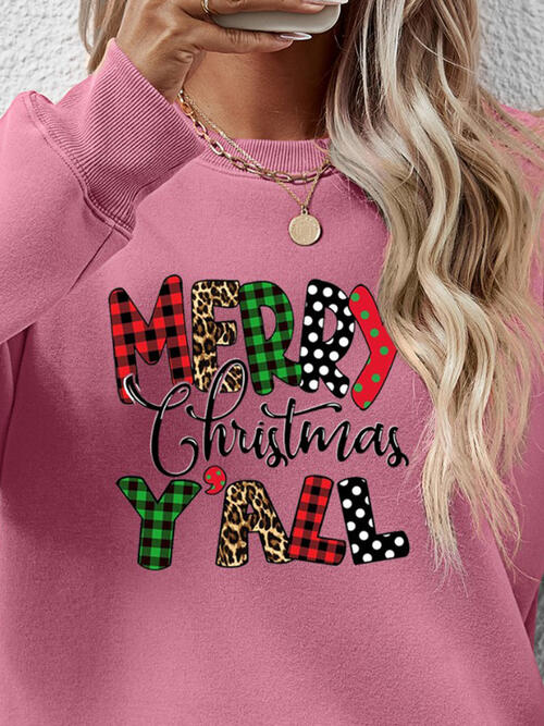 Letter Graphic Round Neck Long Sleeve Sweatshirt | Trendsi