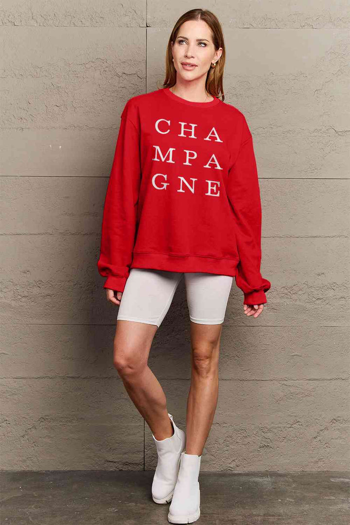 Simply Love Full Size CHAMPAGNE Graphic Long Sleeve Sweatshirt |1mrk.com