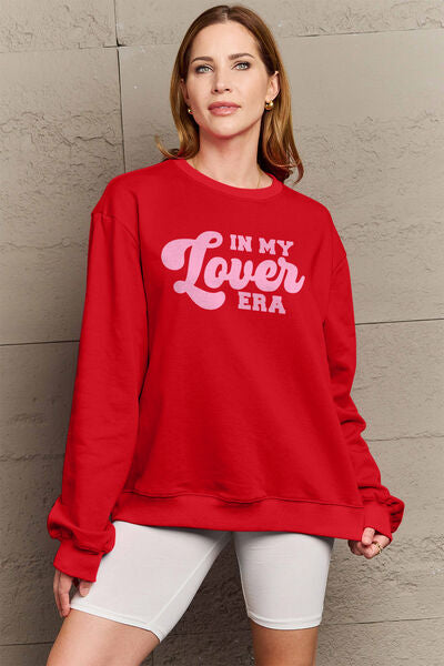 Simply Love Full Size IN MY LOVER ERA Round Neck Sweatshirt | Trendsi