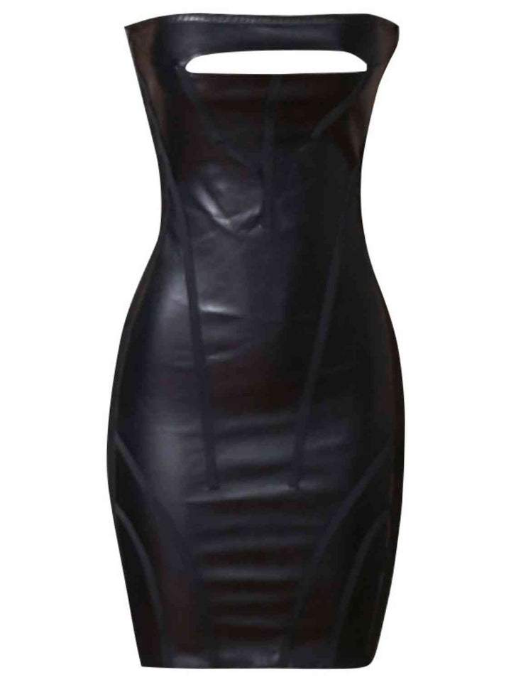 Faux Leather Cutout Strapless Bandage Dress | 1mrk.com