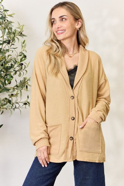 Heimish Full Size Button Up Long Sleeve Cardigan | Trendsi