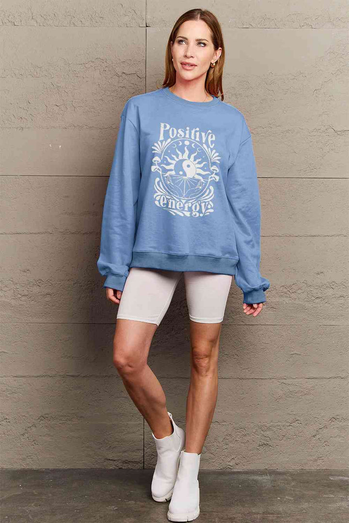 Simply Love Full Size POSITIVE ENERGY Graphic Sweatshirt |1mrk.com