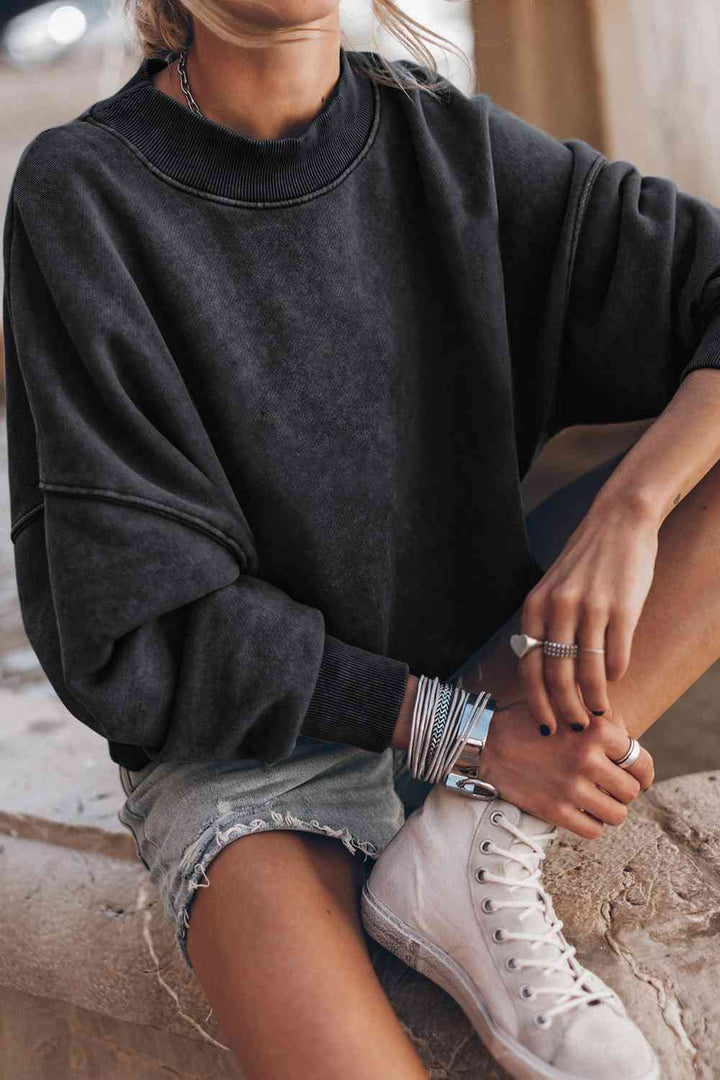 Round Neck Dropped Shoulder Sweatshirt |1mrk.com