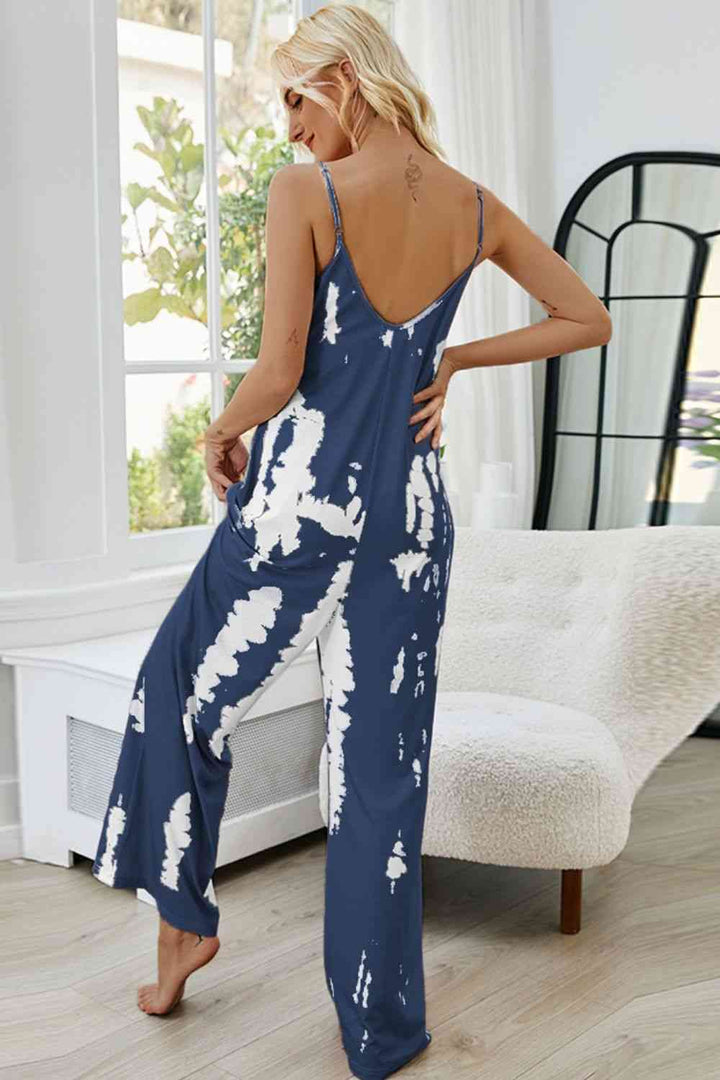 Tie-Dye Spaghetti Strap Jumpsuit with Pockets | 1mrk.com