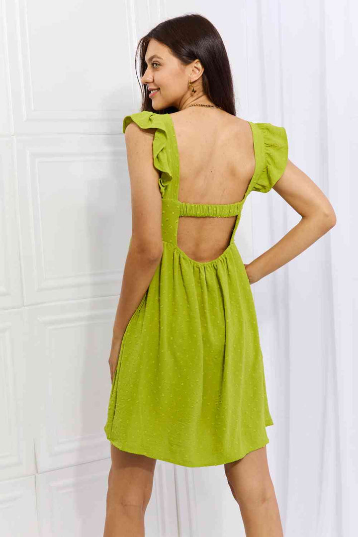 Culture Code Sunny Days Full Size Empire Line Ruffle Sleeve Dress in Lime | 1mrk.com