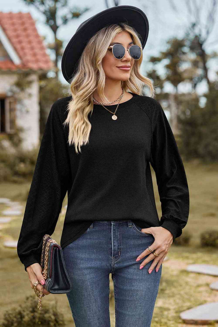 Round Neck Raglan Sleeve Sweatshirt |1mrk.com