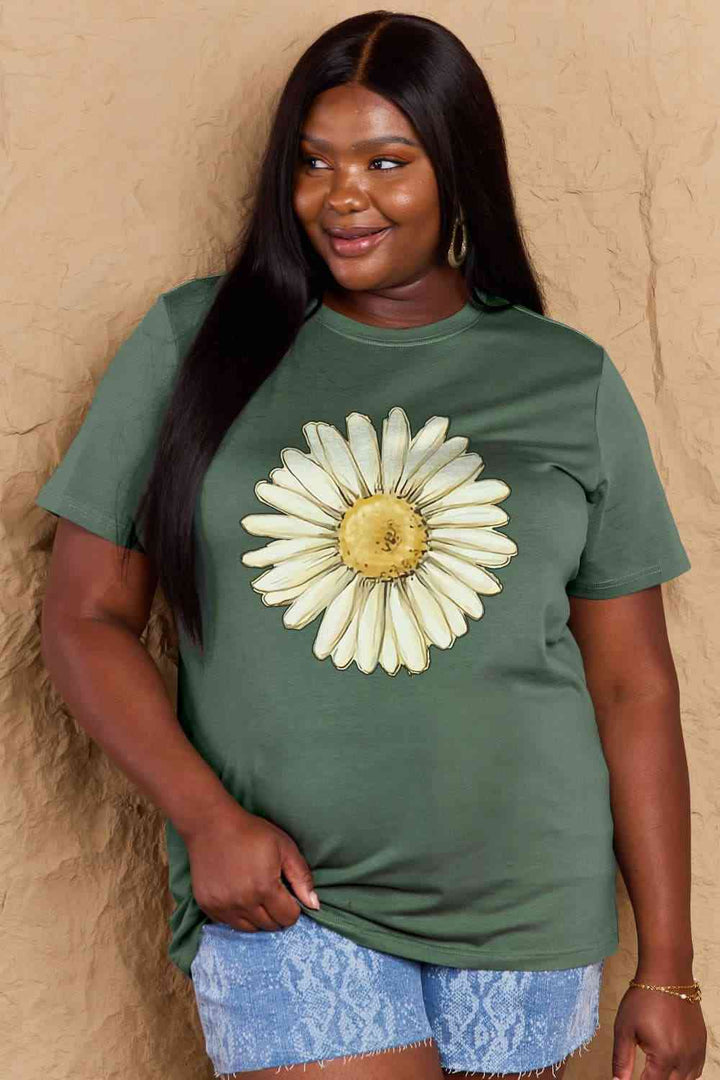 Simply Love Full Size FLOWER Graphic Cotton Tee | 1mrk.com