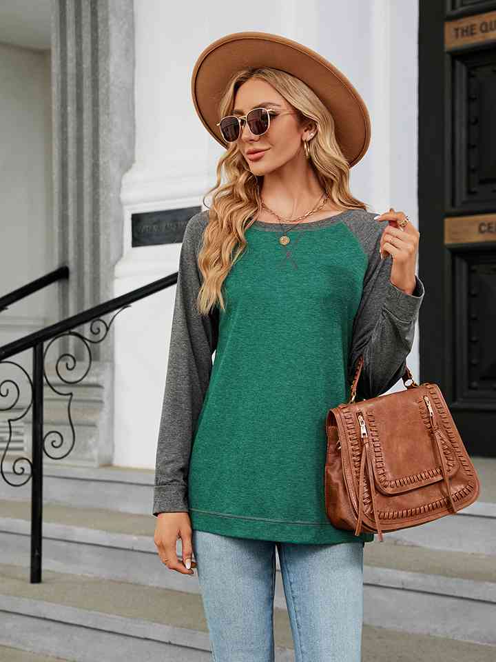 Round Neck Raglan Sleeve T-Shirt | 1mrk.com