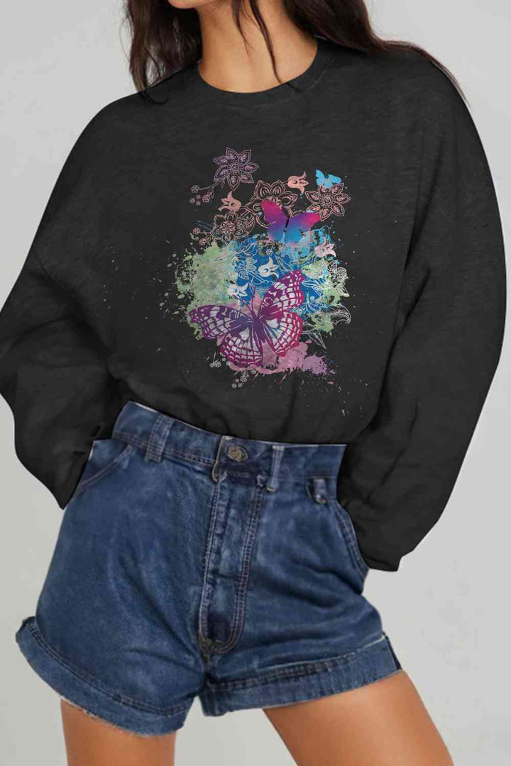 Simply Love Simply Love Full Size Butterfly Graphic Sweatshirt |1mrk.com