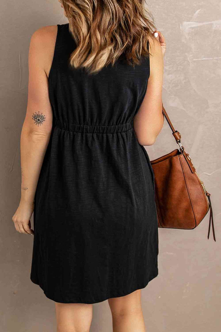 Sleeveless Button Down Mini Magic Dress | 1mrk.com