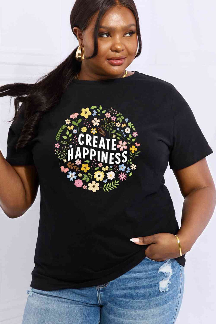 Simply Love Full Size CREATE HAPPINESS Graphic Cotton Tee | 1mrk.com