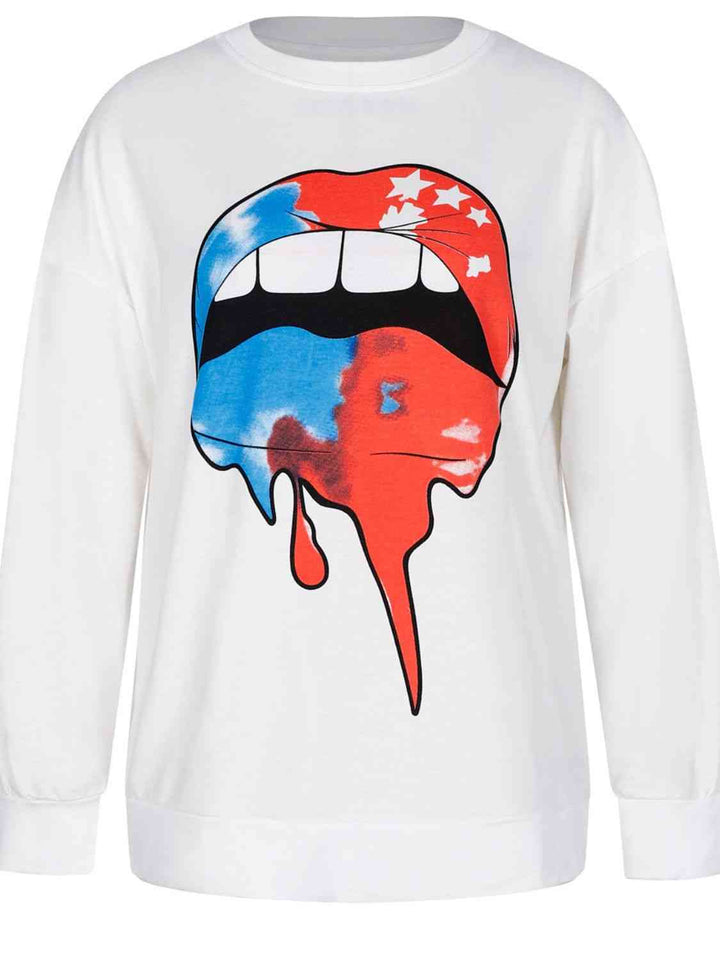 Graphic Dropped Shoulder Round Neck Sweatshirt |1mrk.com