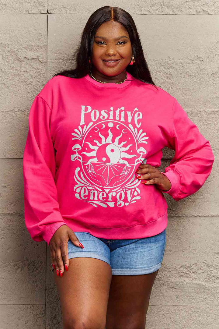 Simply Love Full Size POSITIVE ENERGY Graphic Sweatshirt |1mrk.com