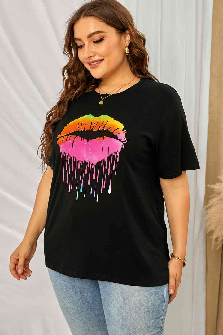 Plus Size Lip Graphic Tee Shirt | 1mrk.com