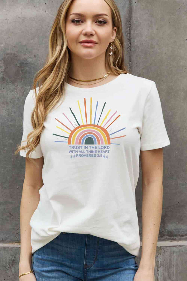 Simply Love Full Size Rainbow Graphic Cotton Tee | 1mrk.com