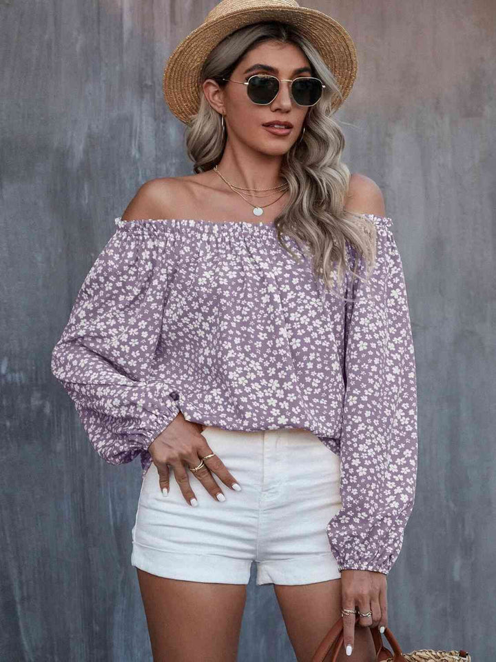 Off-Shoulder Long Sleeve Blouse | 1mrk.com