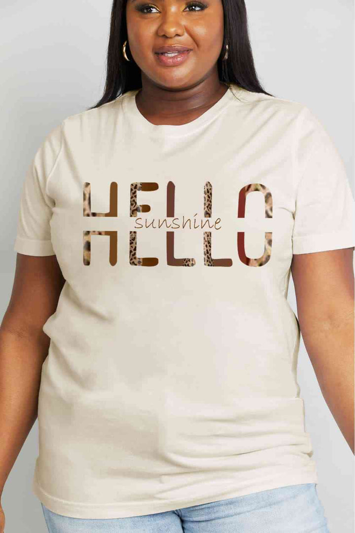 Simply Love Full Size HELLO SUNSHINE Graphic Cotton Tee | 1mrk.com