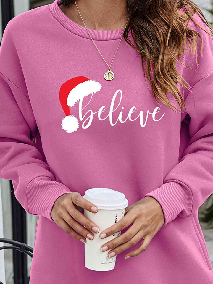 BELIEVE Graphic Tunic Sweatshirt |1mrk.com