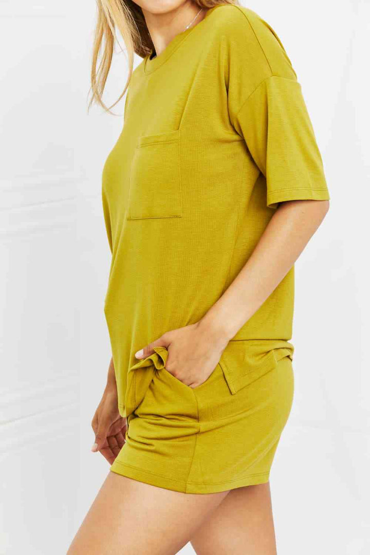 Zenana In The Moment Full Size Lounge Set in Olive Mustard | 1mrk.com