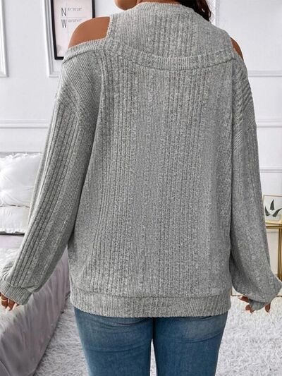 Round Neck Cold Shoulder Sweater | Trendsi