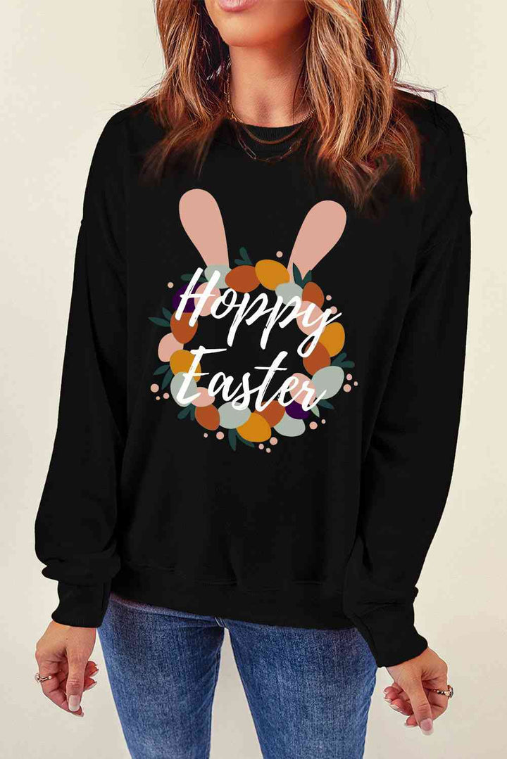 HOPPY EASTER Graphic Dropped Shoulder Sweatshirt |1mrk.com