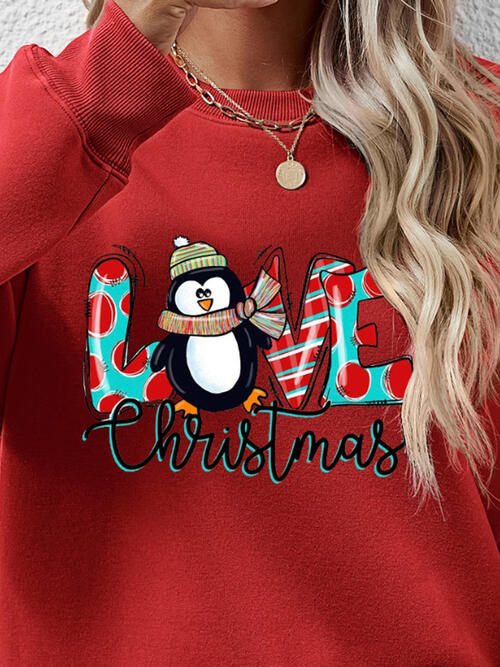 LIVE CHRISTMAS Drop Shoulder Round Neck Sweatshirt |1mrk.com