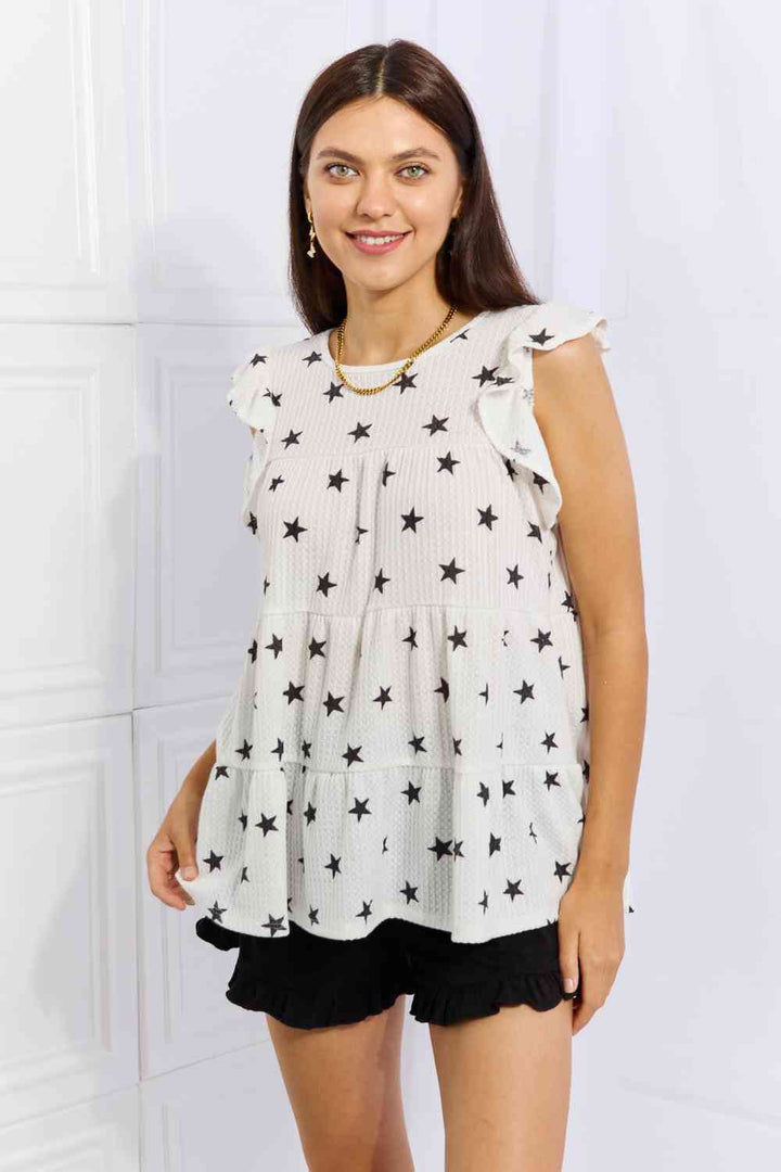 Heimish Shine Bright Full Size Butterfly Sleeve Star Print Top | 1mrk.com