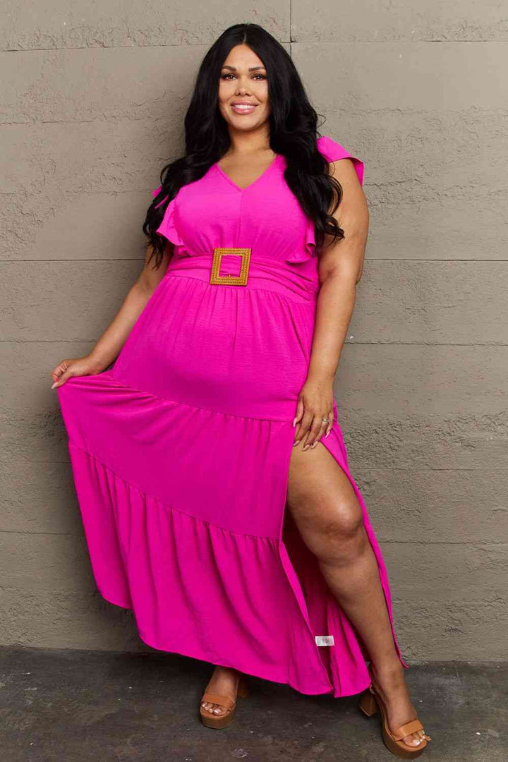 GeeGee Fancy Fizz Plus Size Tiered Side Slit Maxi Dress | 1mrk.com