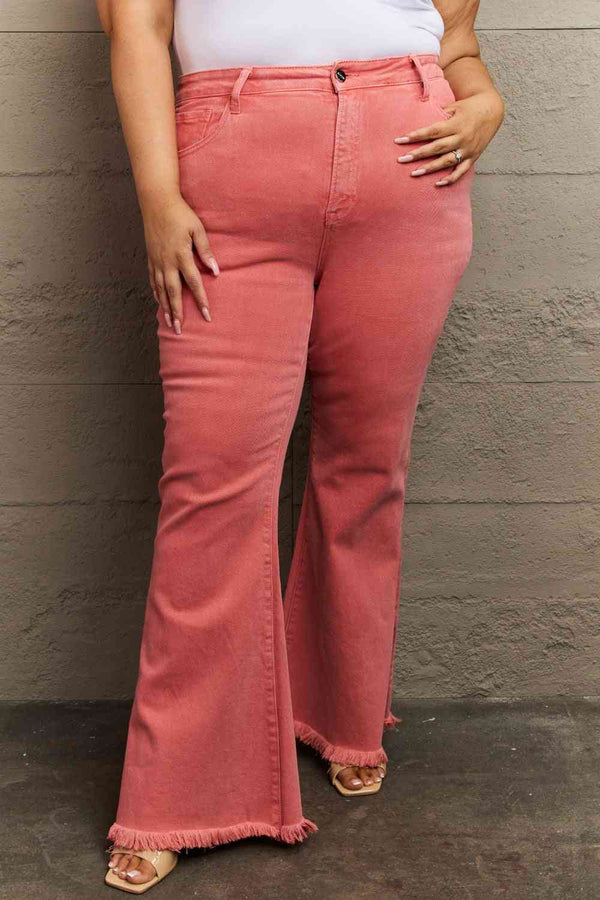 RISEN Bailey Full Size High Waist Side Slit Flare Jeans | 1mrk.com