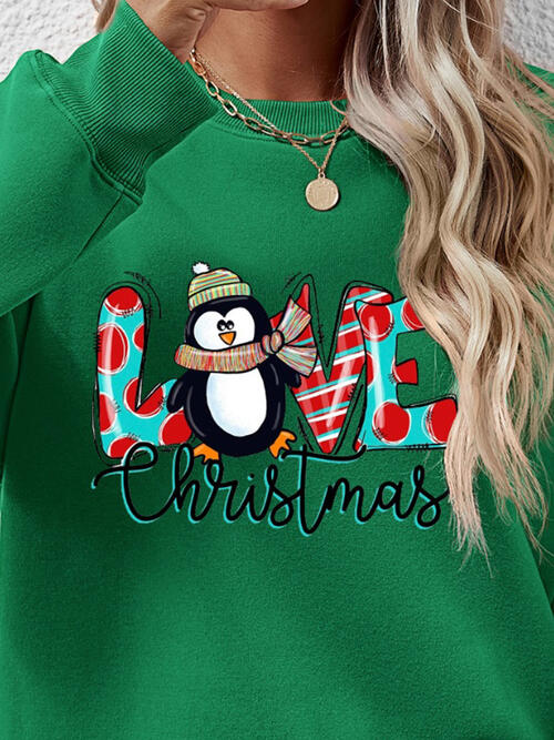 LIVE CHRISTMAS Drop Shoulder Round Neck Sweatshirt |1mrk.com