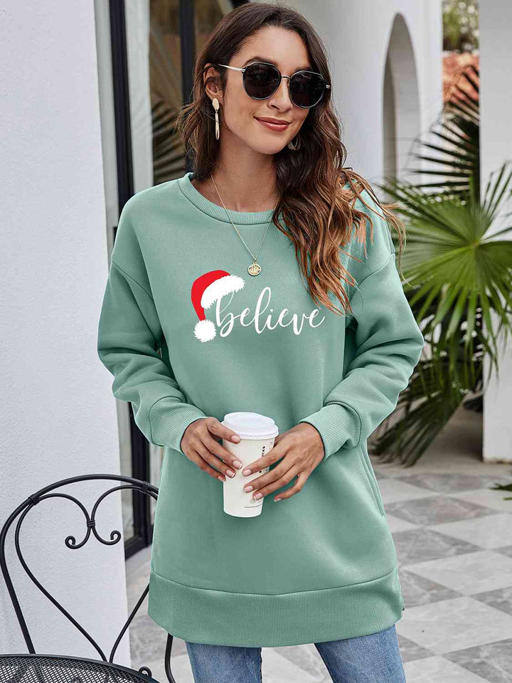 BELIEVE Graphic Tunic Sweatshirt |1mrk.com