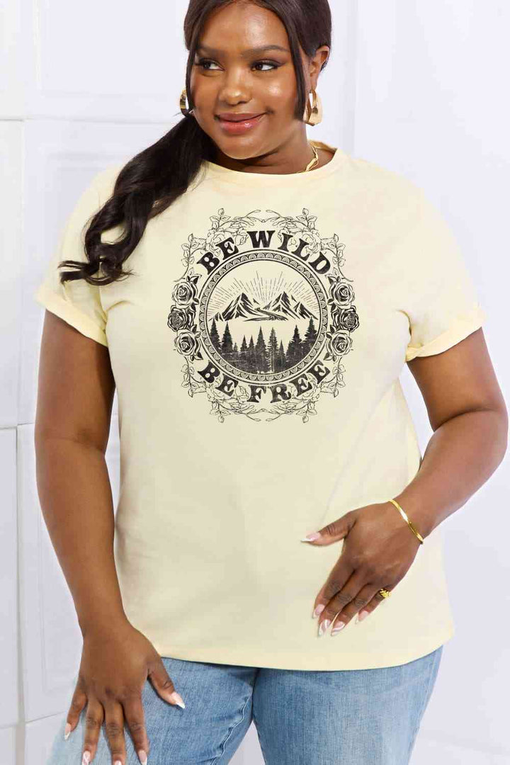 Simply Love Full Size BE WILD BE FREE Graphic Cotton T-Shirt | 1mrk.com