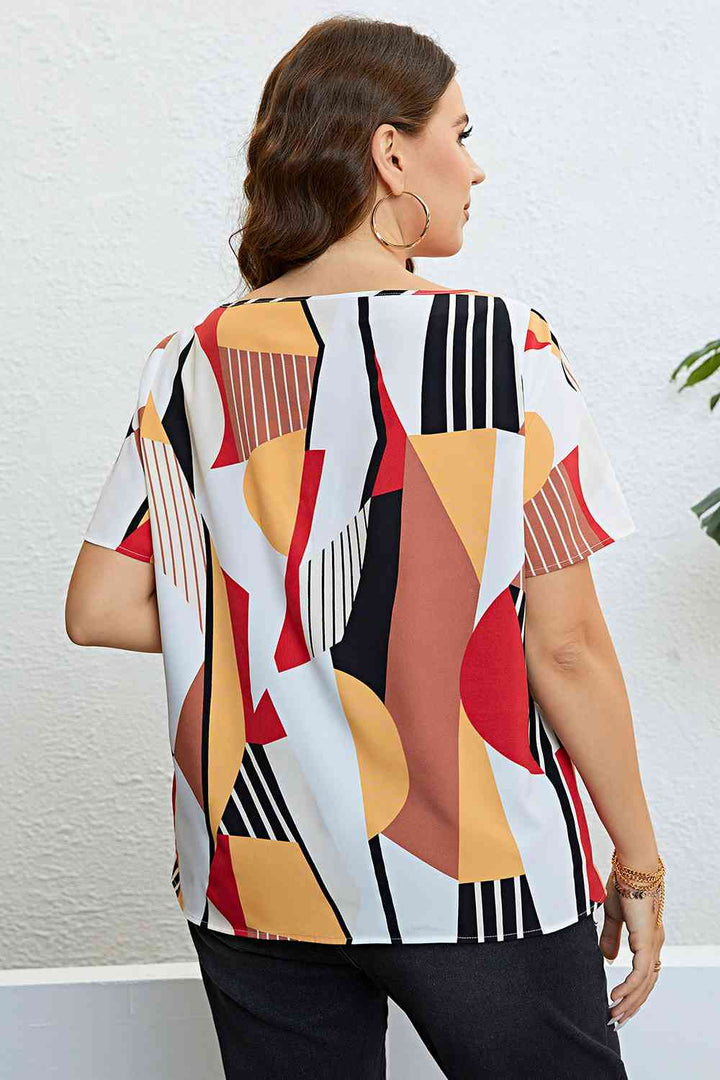 Plus Size Cutout Short Sleeve Blouse | 1mrk.com