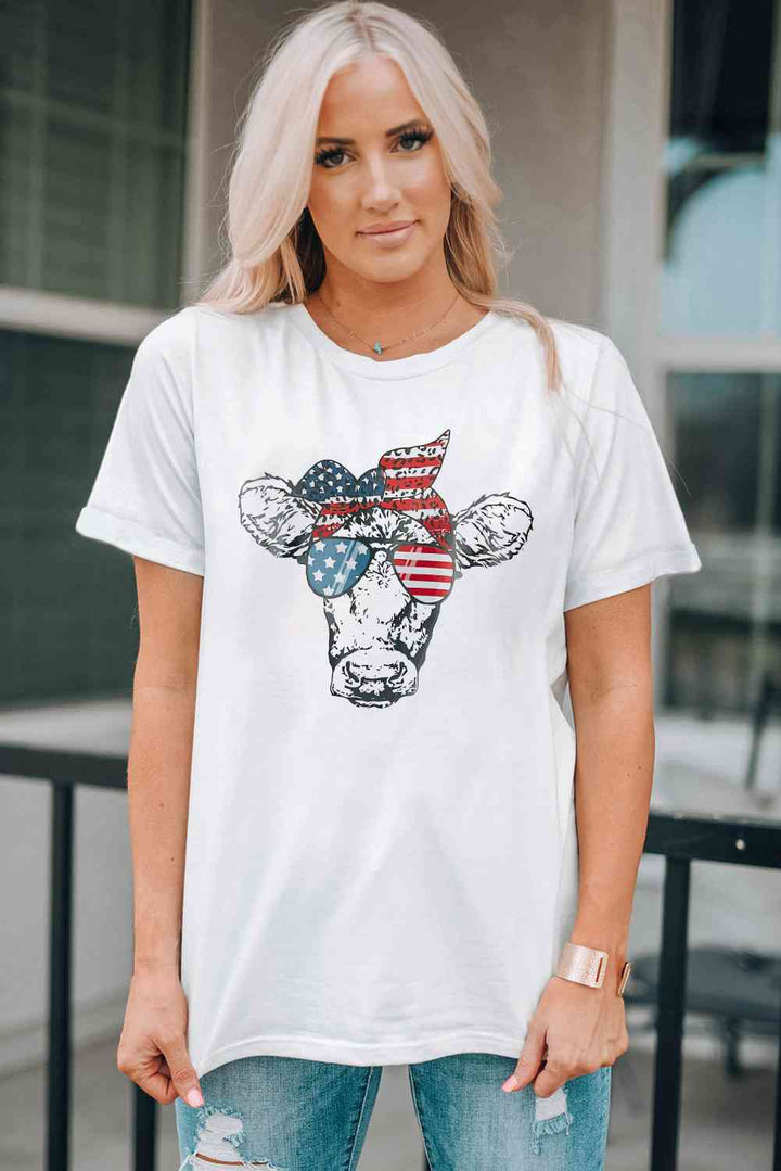 US Flag Cow Graphic Short Sleeve Tee | 1mrk.com