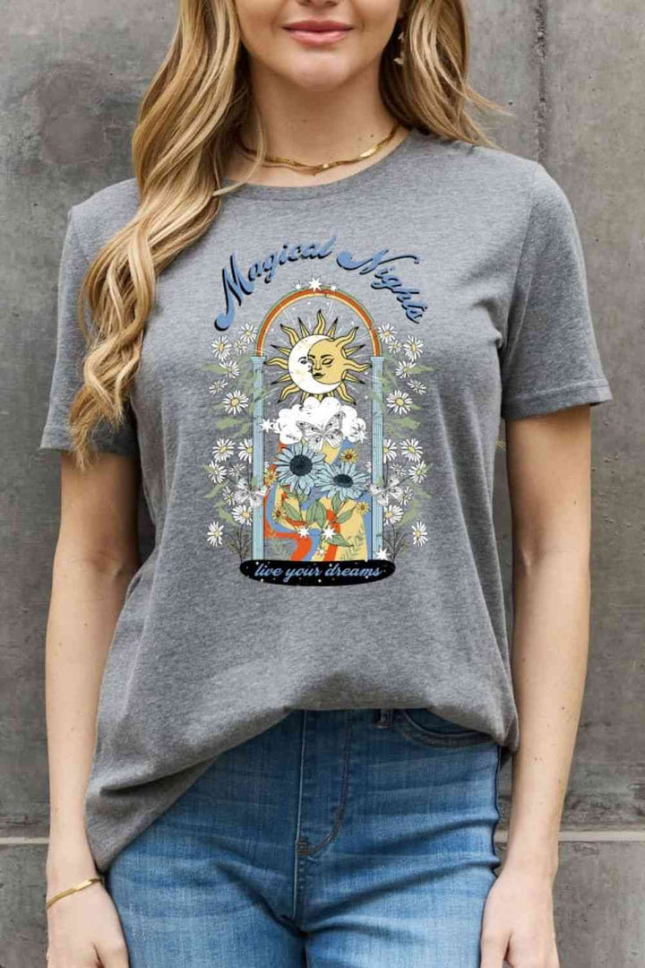 Simply Love Full Size MAGICAL NIGHTS LIVE YOUR DREAMS Graphic Cotton Tee | 1mrk.com