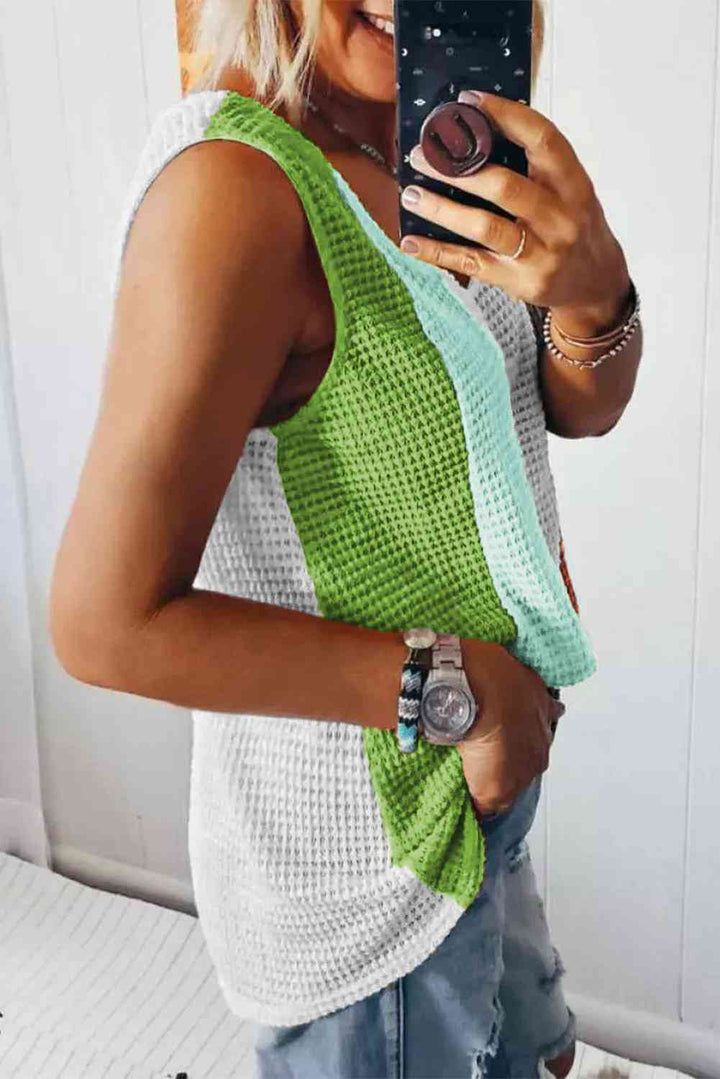 Color Block V-Neck Tank Top | 1mrk.com