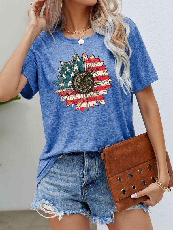 US Flag Flower Graphic Tee | 1mrk.com