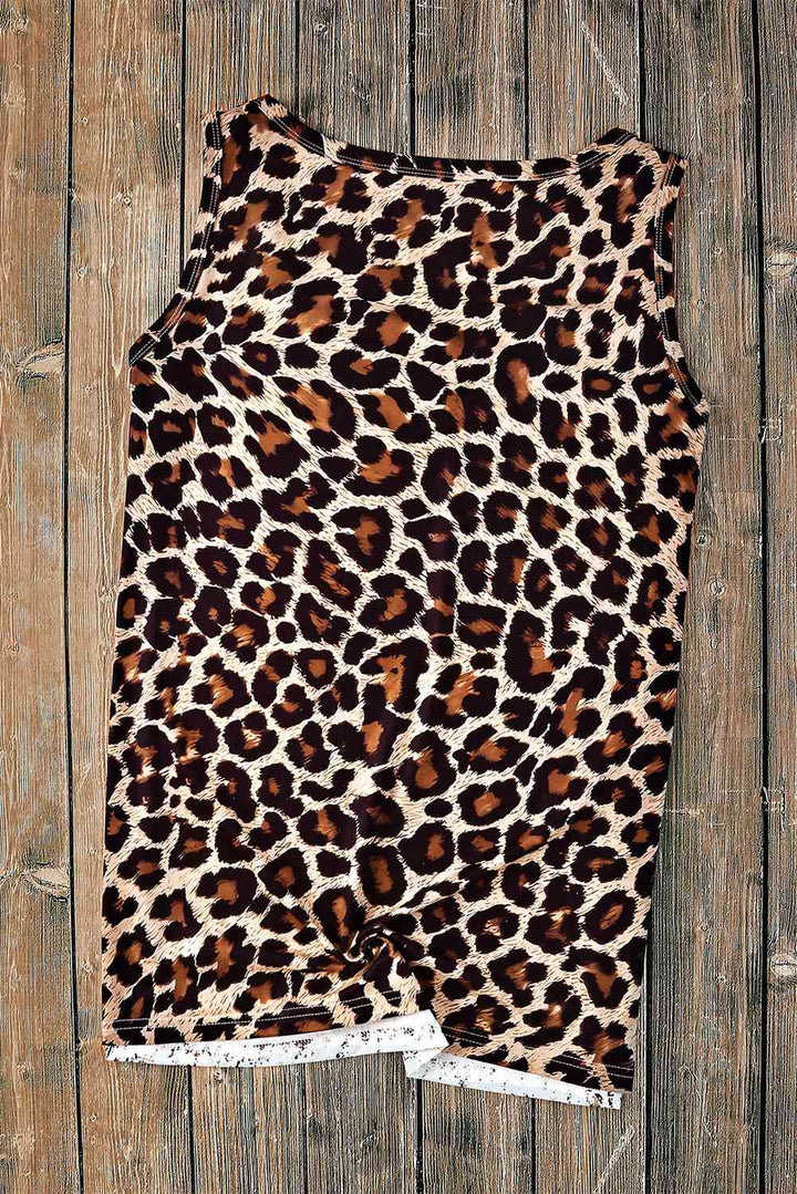 Leopard Color Block Scoop Neck Tunic Tank | 1mrk.com