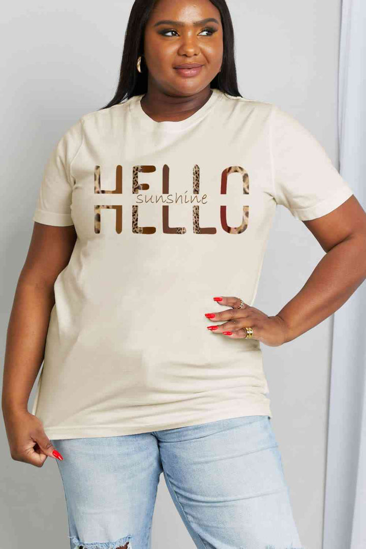 Simply Love Full Size HELLO SUNSHINE Graphic Cotton Tee | 1mrk.com