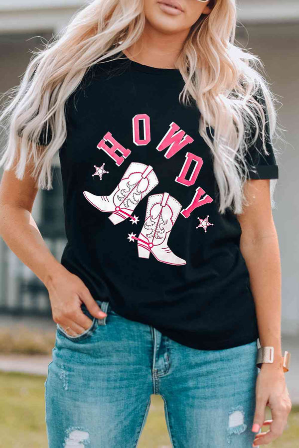 HOWDY Cowboy Boots Graphic Tee | 1mrk.com