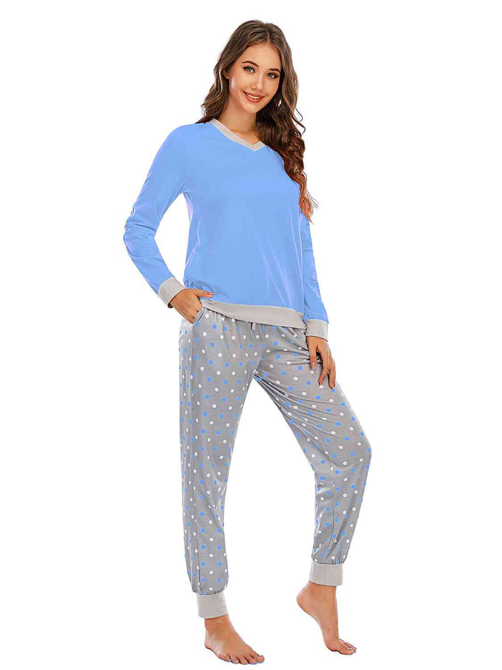 Long Sleeve Top and Polka Dot Pants Set | 1mrk.com