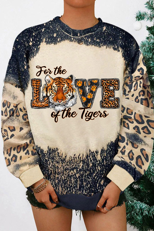 FOR THE LOVE OF THE TIGERS Leopard Round Neck Sweatshirt | Trendsi