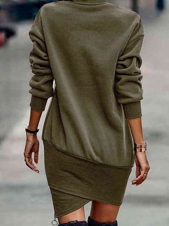 Round Neck Long Sleeve Mini Dress | 1mrk.com