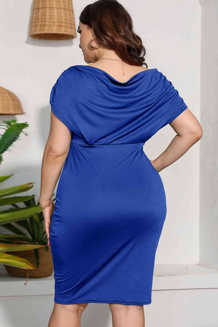 Plus Size Ruched V-Neck Dress | 1mrk.com